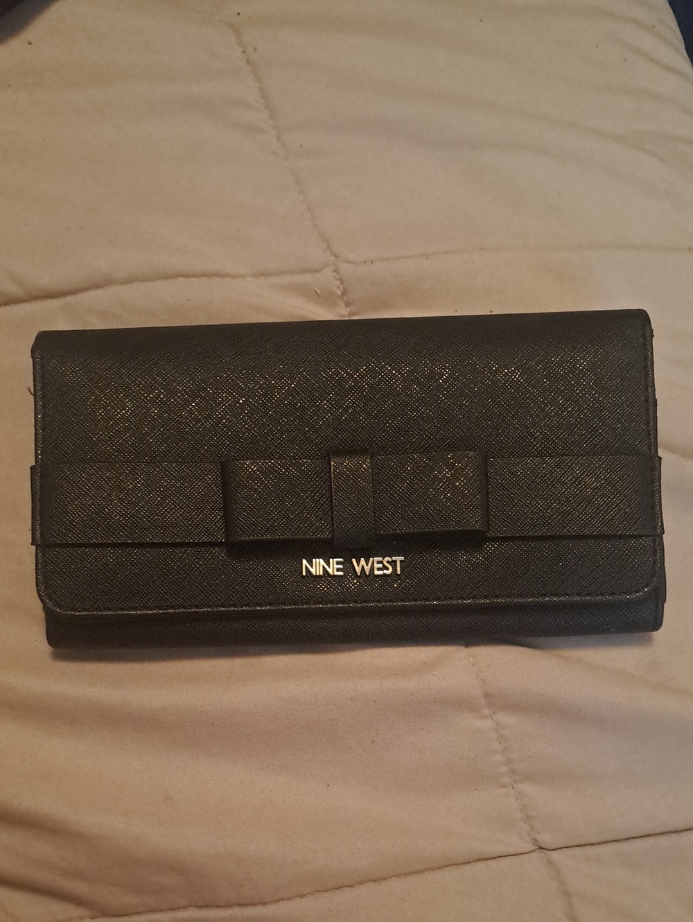 Nine West Black Bow Accent Card Holder Wallet